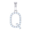 925 Sterling Silver Unisex Cubic-Zirconia Initial Q Alphabet Charm Pendant