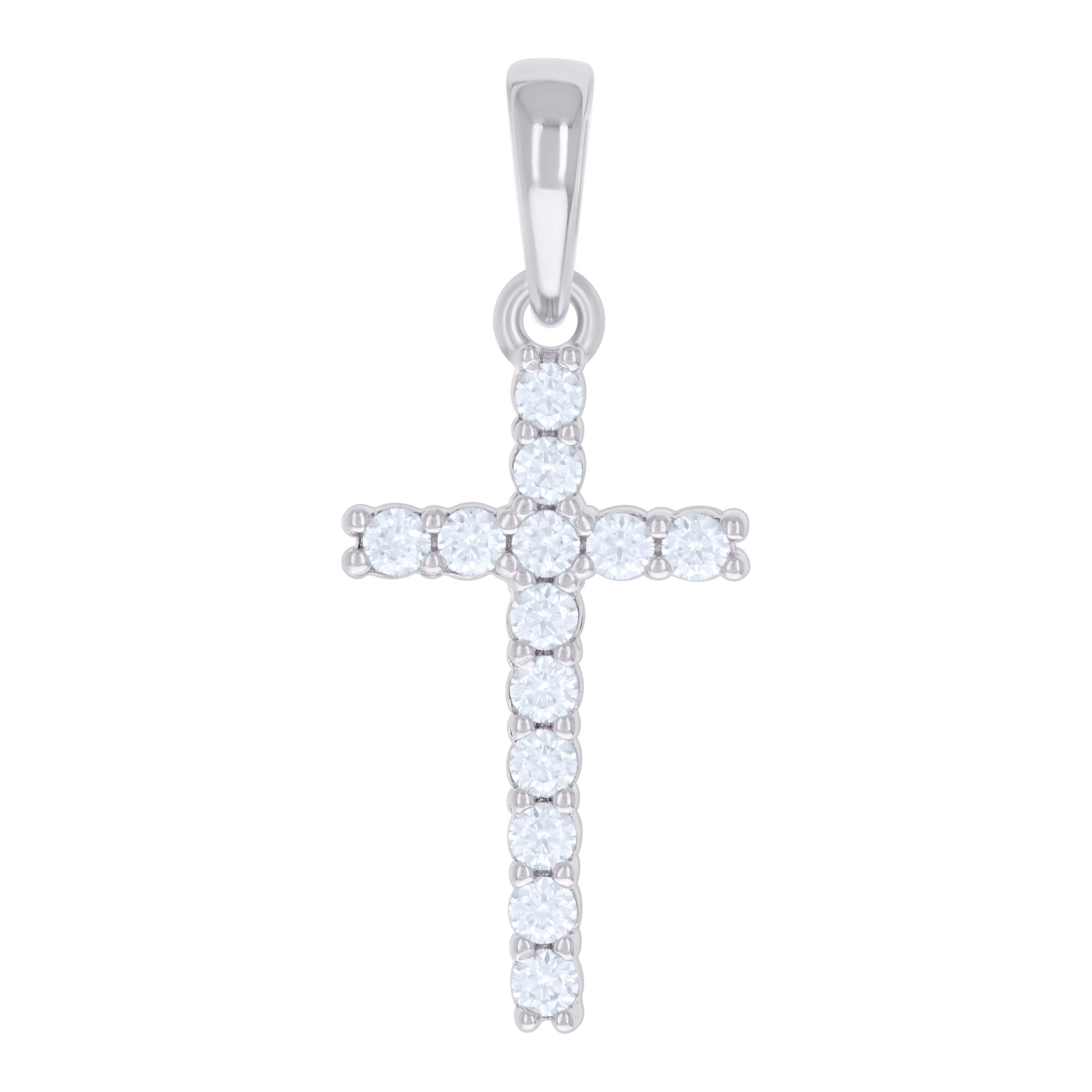 925 Sterling Silver Womens 0.78ct Moissanite Cross Religious Charm Pendant