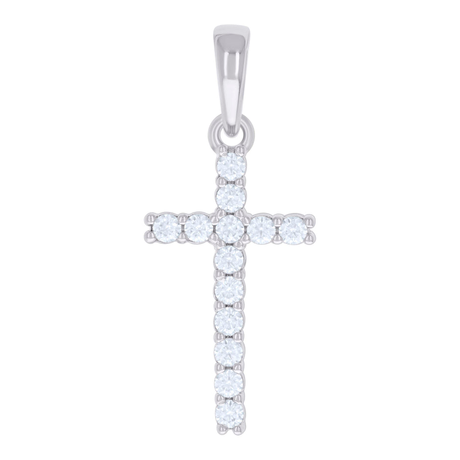 925 Sterling Silver Womens 0.78ct Moissanite Cross Religious Charm Pendant