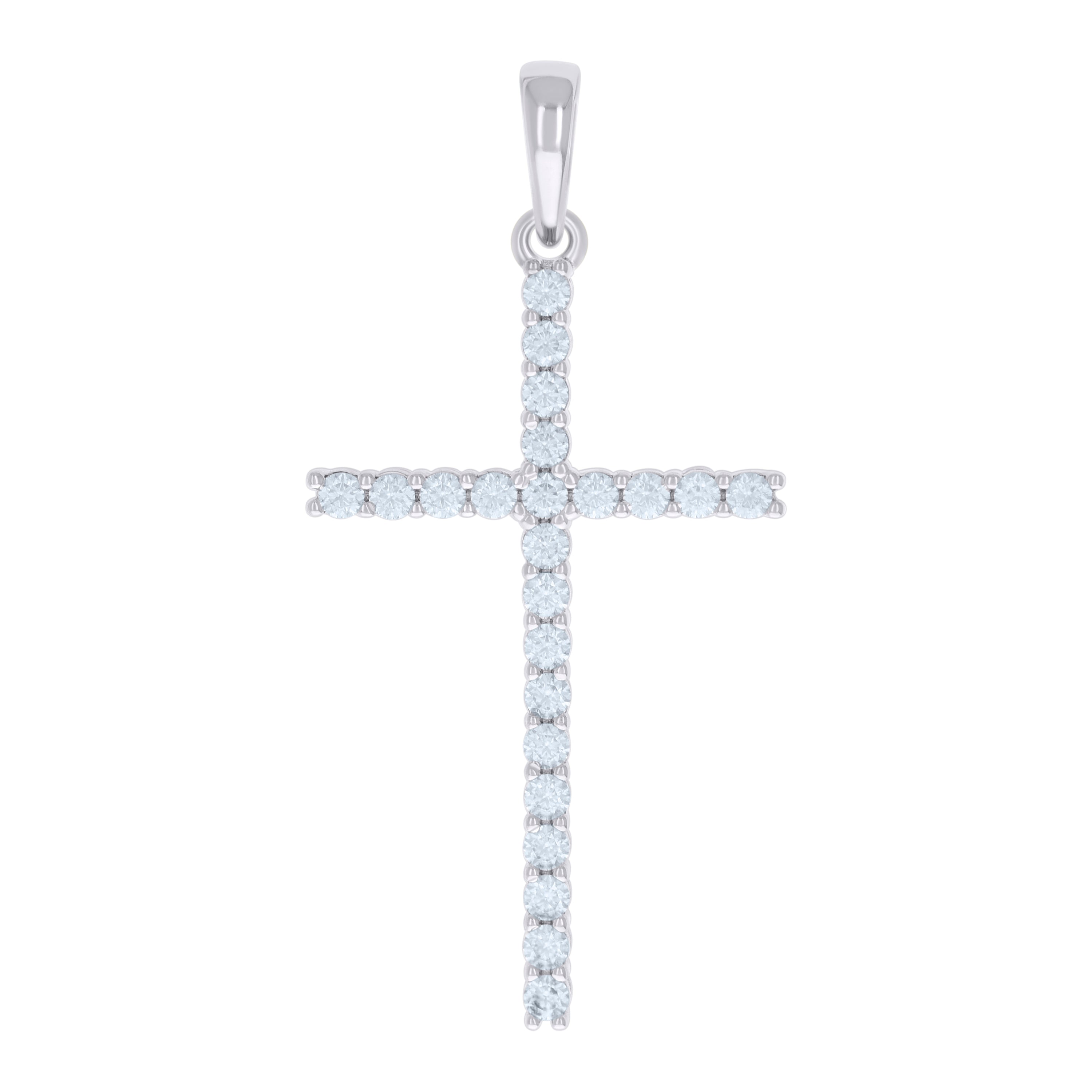 925 Sterling Silver Mens Cubic-Zirconia Cross Religious Charm Pendant