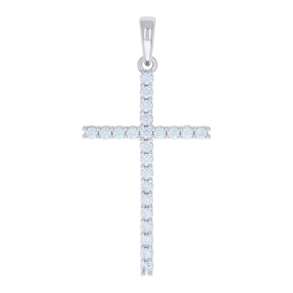 925 Sterling Silver Mens Cubic-Zirconia Cross Religious Charm Pendant