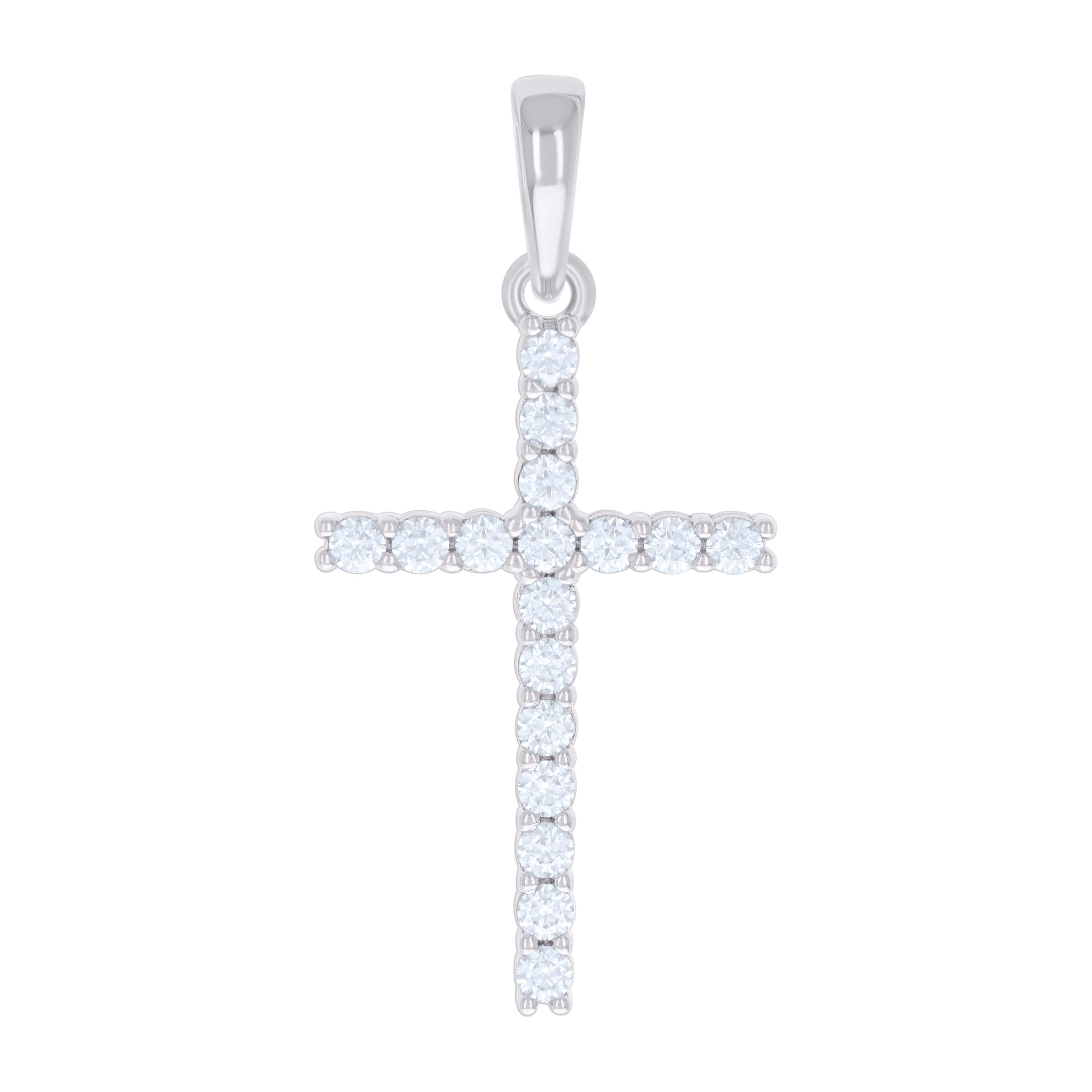 925 Sterling Silver Womens 1.02ct Moissanite Cross Religious Charm Pendant