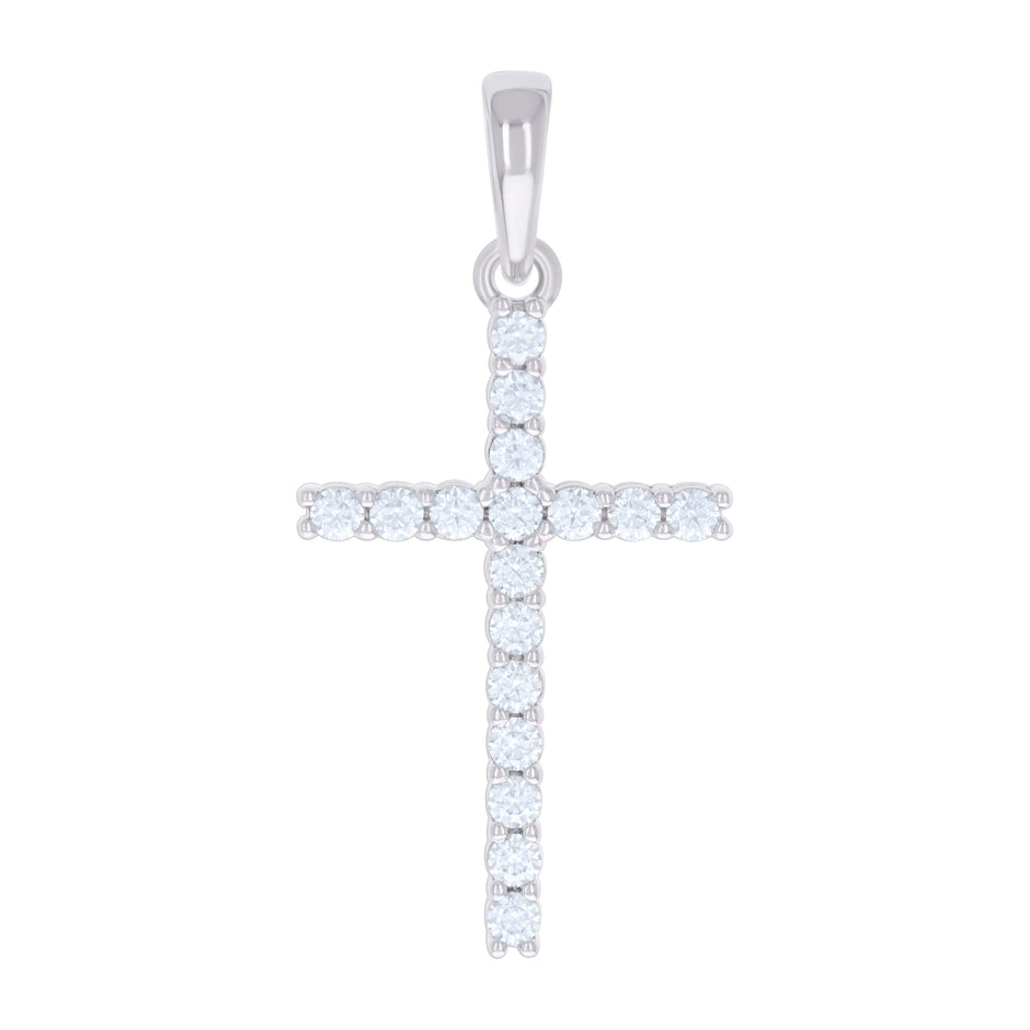 925 Sterling Silver Womens 1.02ct Moissanite Cross Religious Charm Pendant