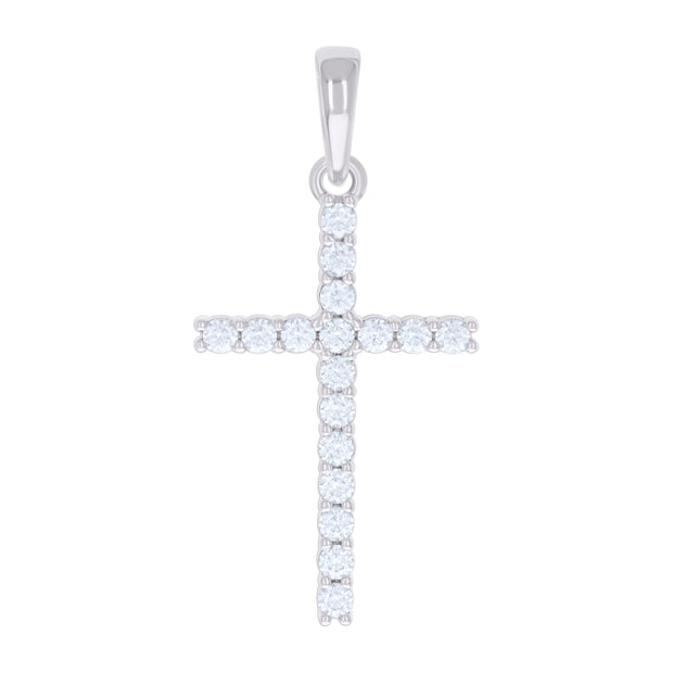 925 Sterling Silver Womens 1.02ct Moissanite Cross Religious Charm Pendant