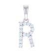 925 Sterling Silver Unisex Cubic-Zirconia Initial R Alphabet Charm Pendant