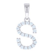 925 Sterling Silver Unisex Cubic-Zirconia Initial S Alphabet Charm Pendant