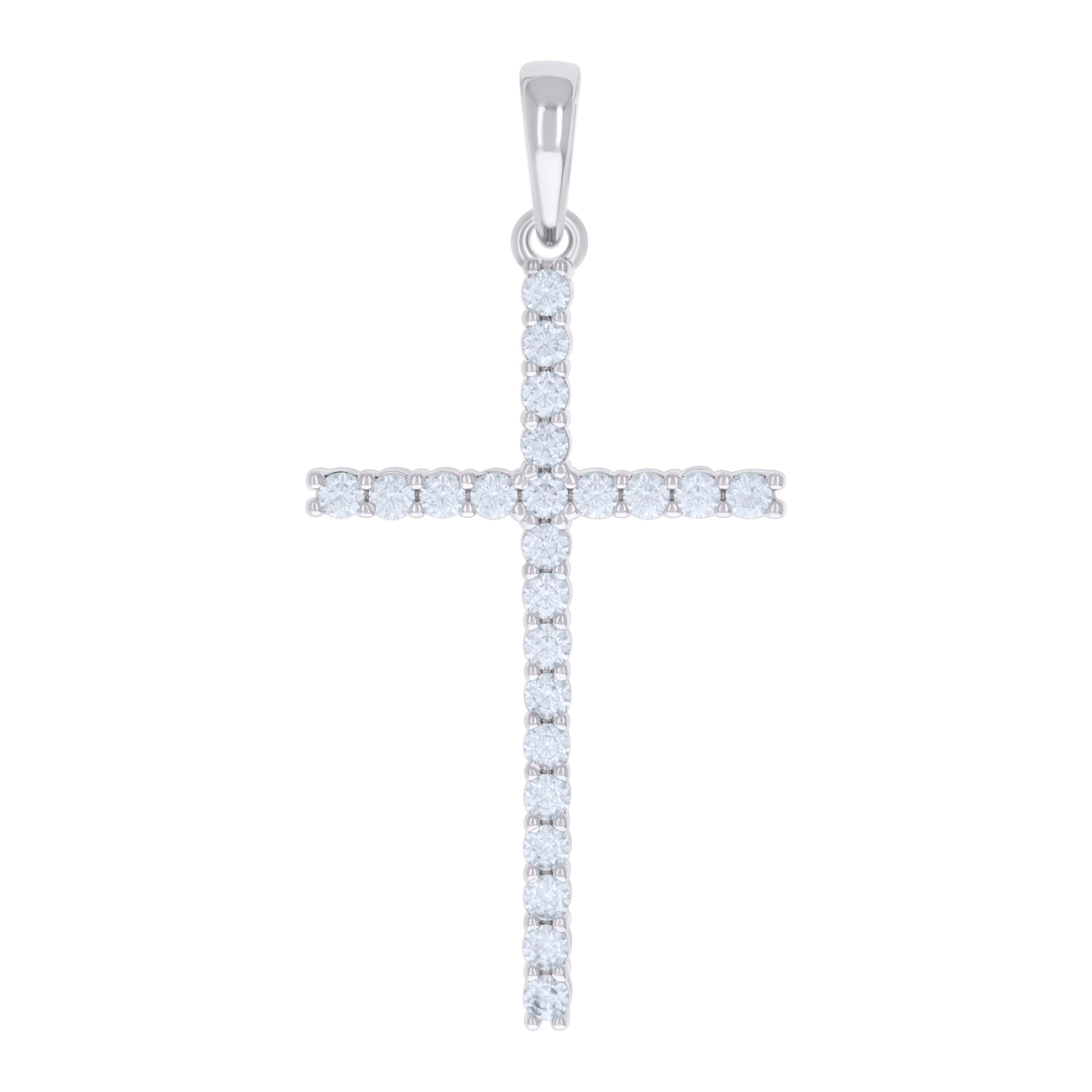 925 Sterling Silver Mens 1.38ct Moissanite Cross Religious Charm Pendant