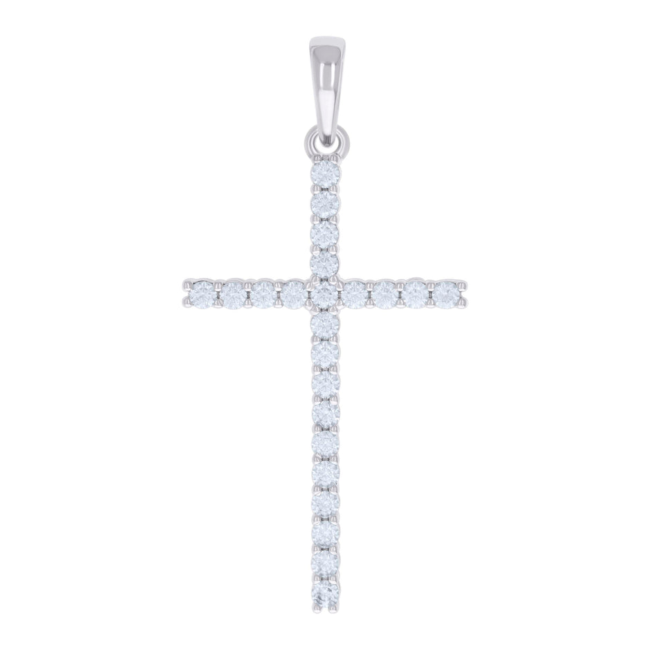 925 Sterling Silver Mens 1.38ct Moissanite Cross Religious Charm Pendant