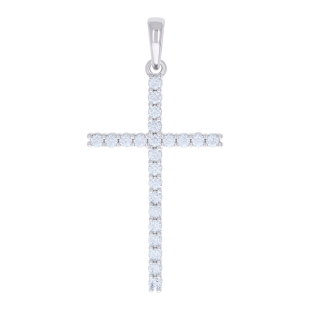 925 Sterling Silver Mens 1.38ct Moissanite Cross Religious Charm Pendant
