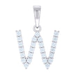 925 Sterling Silver Unisex Cubic-Zirconia Initial W Alphabet Charm Pendant