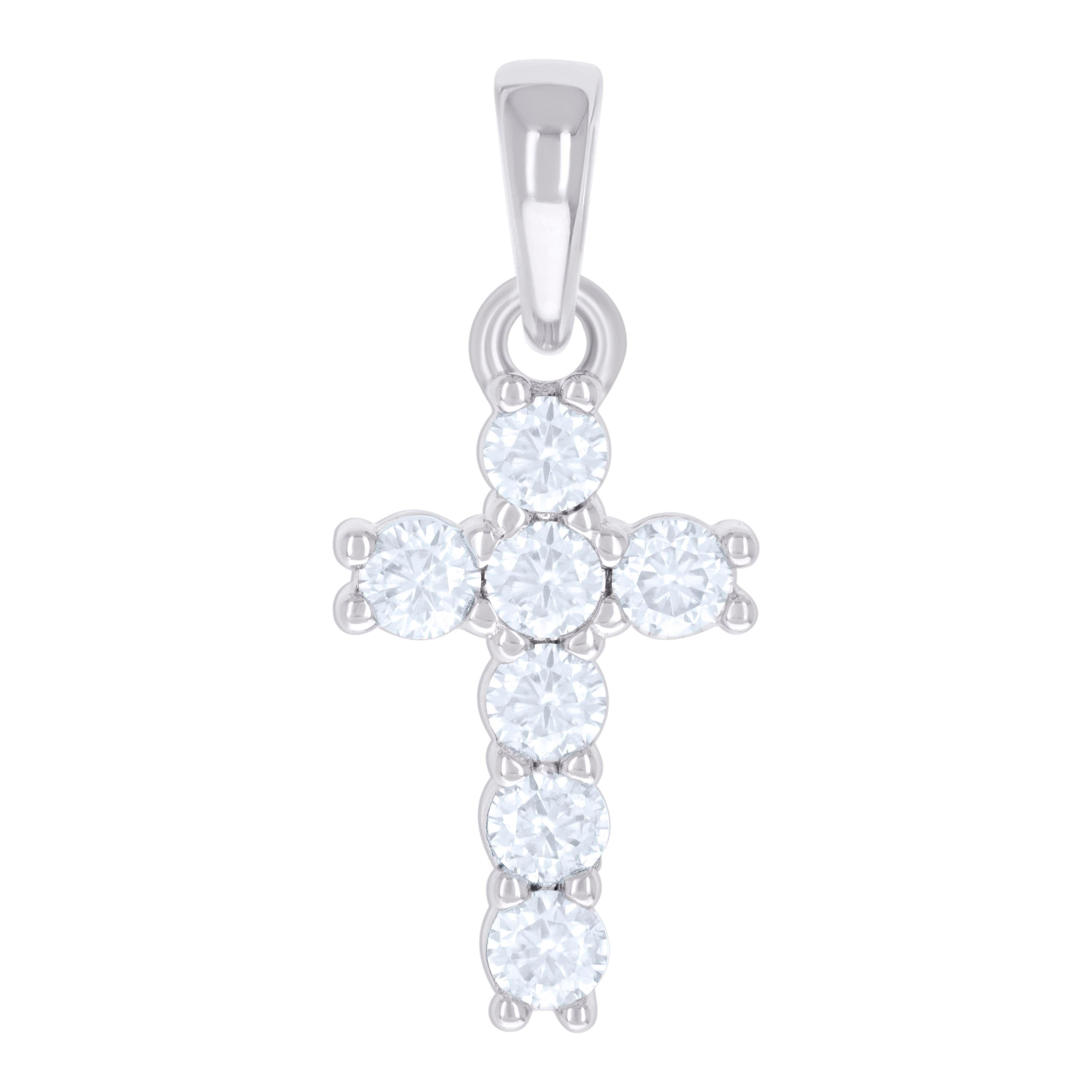 925 Sterling Silver Womens 0.74ct Moissanite Cross Religious Charm Pendant