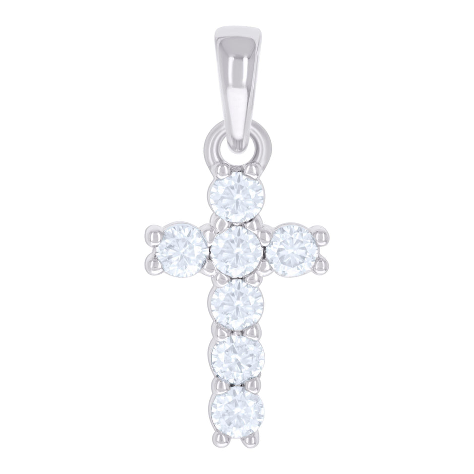 925 Sterling Silver Womens 0.74ct Moissanite Cross Religious Charm Pendant