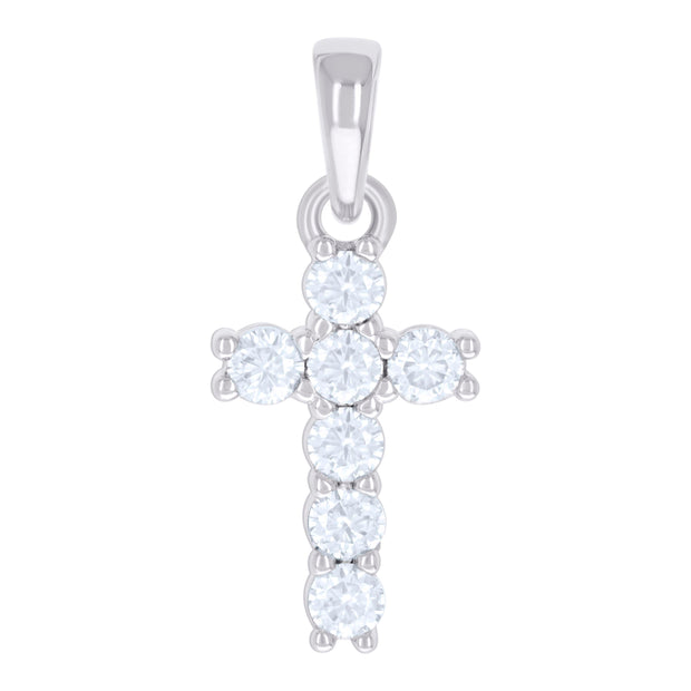 925 Sterling Silver Womens 0.74ct Moissanite Cross Religious Charm Pendant