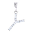 925 Sterling Silver Unisex Cubic-Zirconia Initial Y Alphabet Charm Pendant