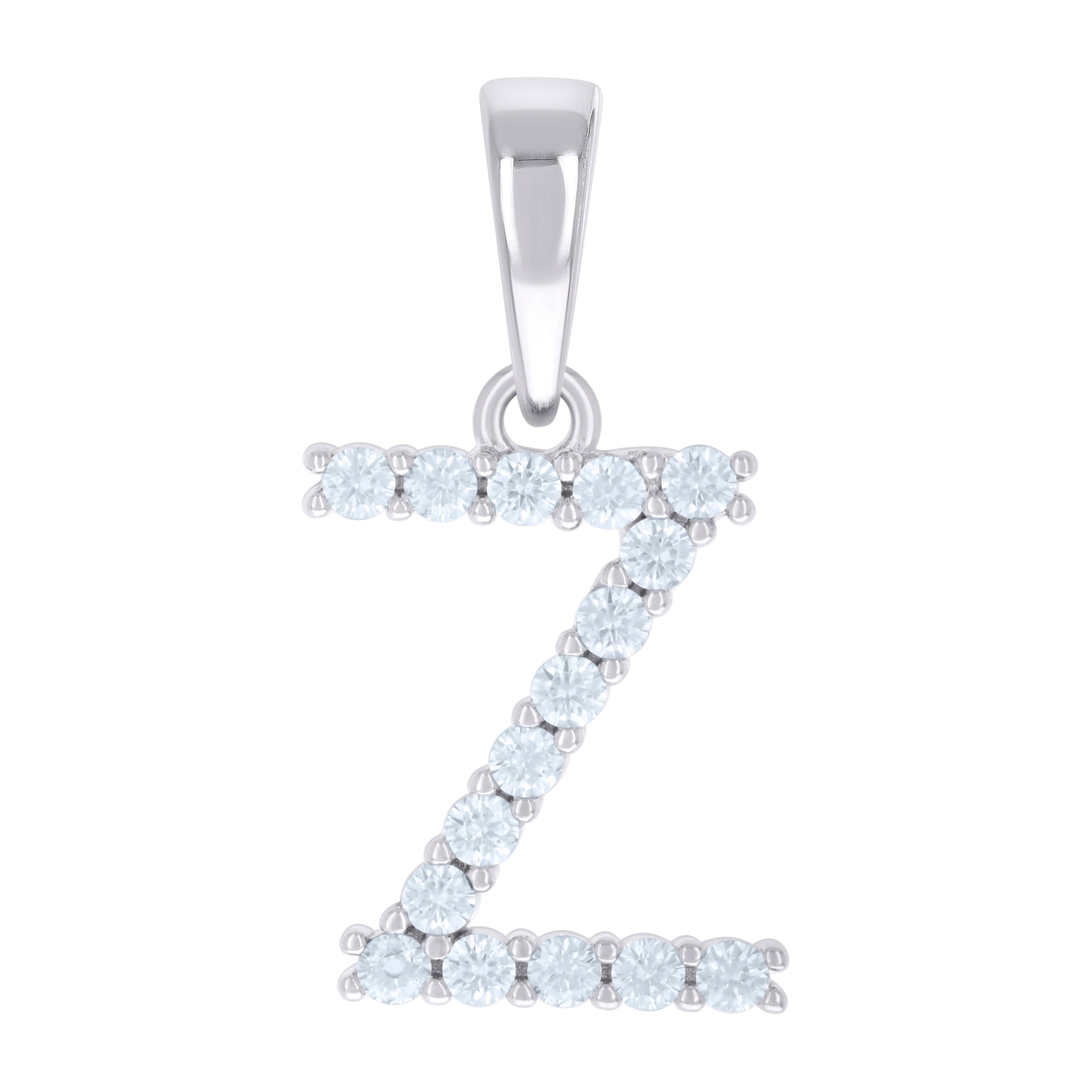925 Sterling Silver Unisex Cubic-Zirconia Initial Z Alphabet Charm Pendant