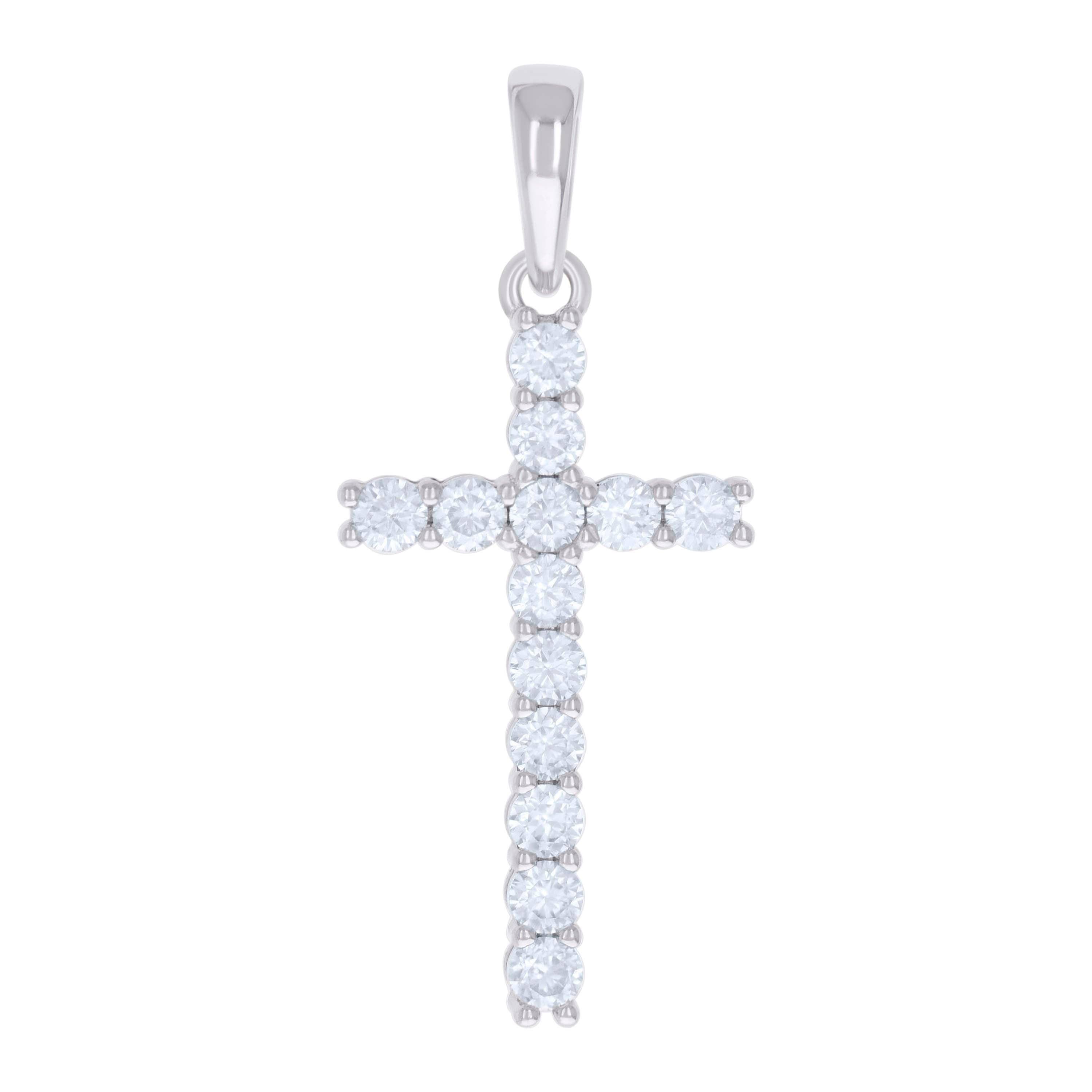 925 Sterling Silver Womens 1.37ct Moissanite Cross Religious Charm Pendant