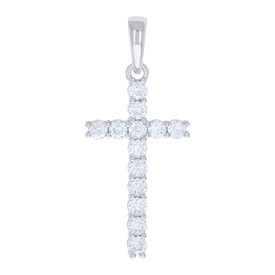 925 Sterling Silver Womens 1.37ct Moissanite Cross Religious Charm Pendant