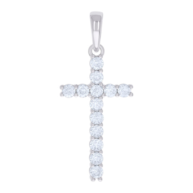 925 Sterling Silver Womens 1.37ct Moissanite Cross Religious Charm Pendant