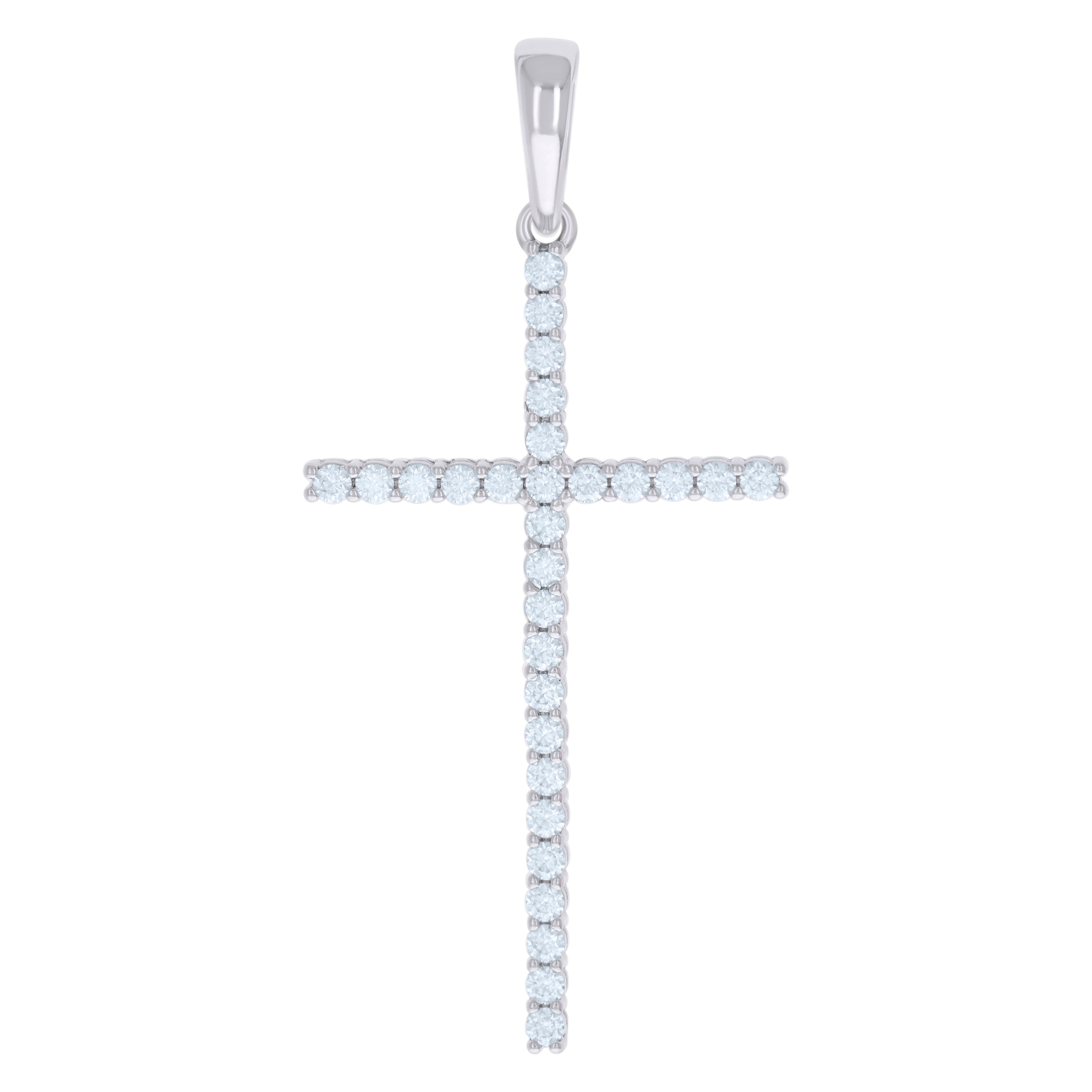 925 Sterling Silver Mens Cubic-Zirconia Cross Religious Charm Pendant