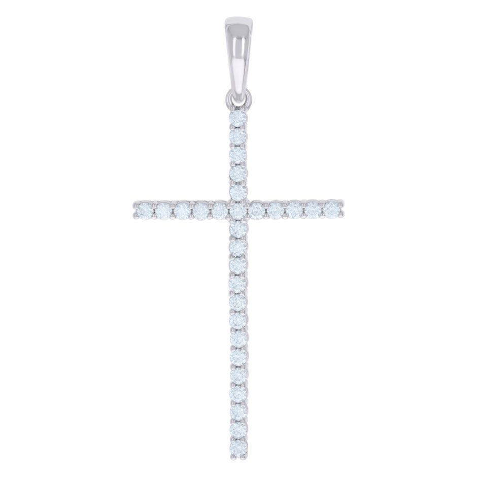 925 Sterling Silver Mens Cubic-Zirconia Cross Religious Charm Pendant