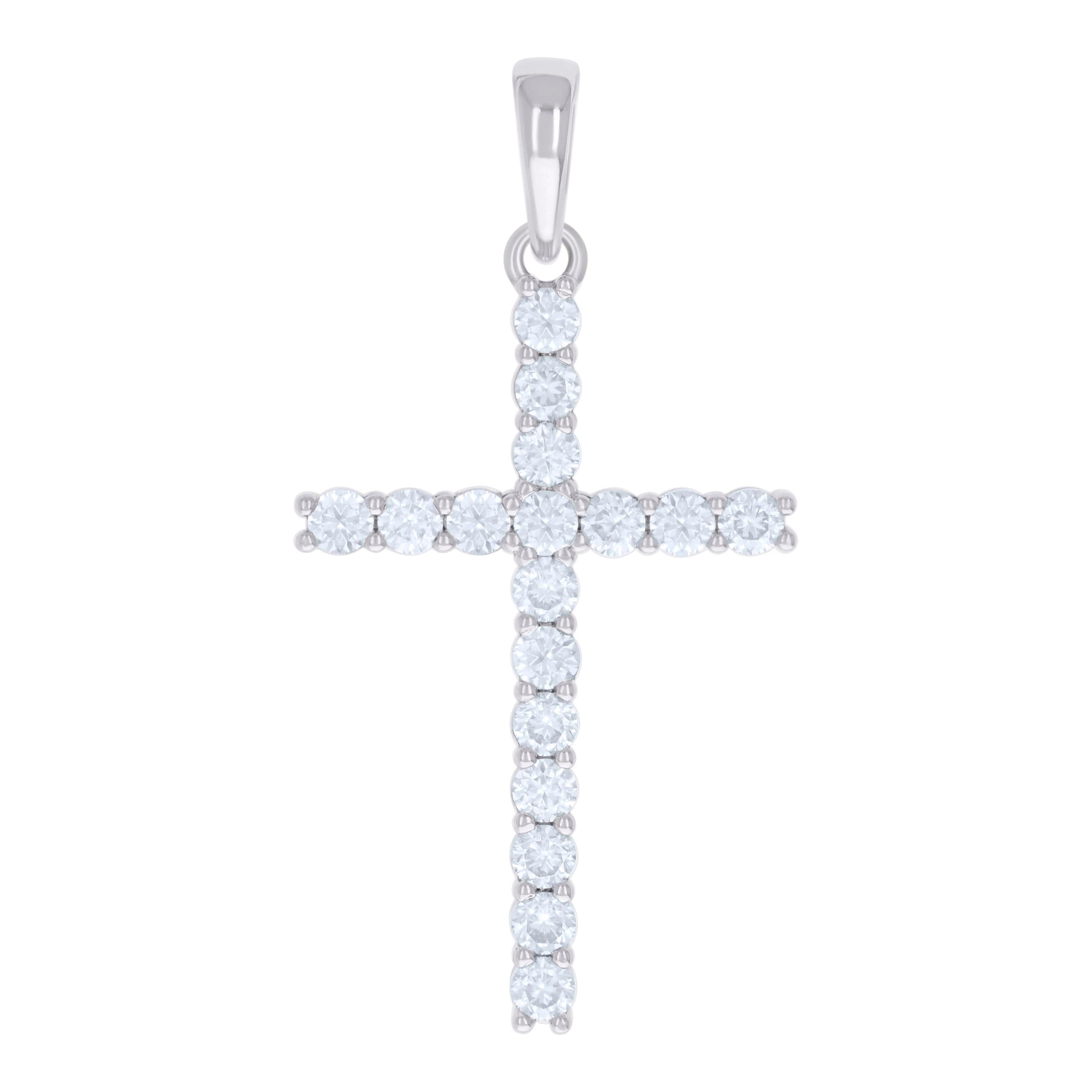925 Sterling Silver Womens 1.79ct Moissanite Cross Religious Charm Pendant