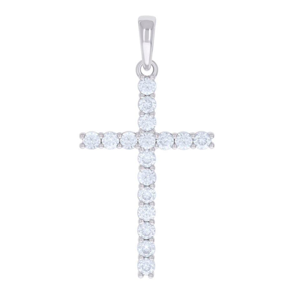 925 Sterling Silver Womens 1.79ct Moissanite Cross Religious Charm Pendant