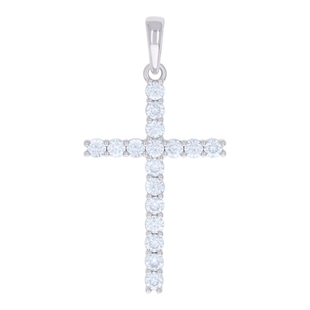 925 Sterling Silver Womens 1.79ct Moissanite Cross Religious Charm Pendant