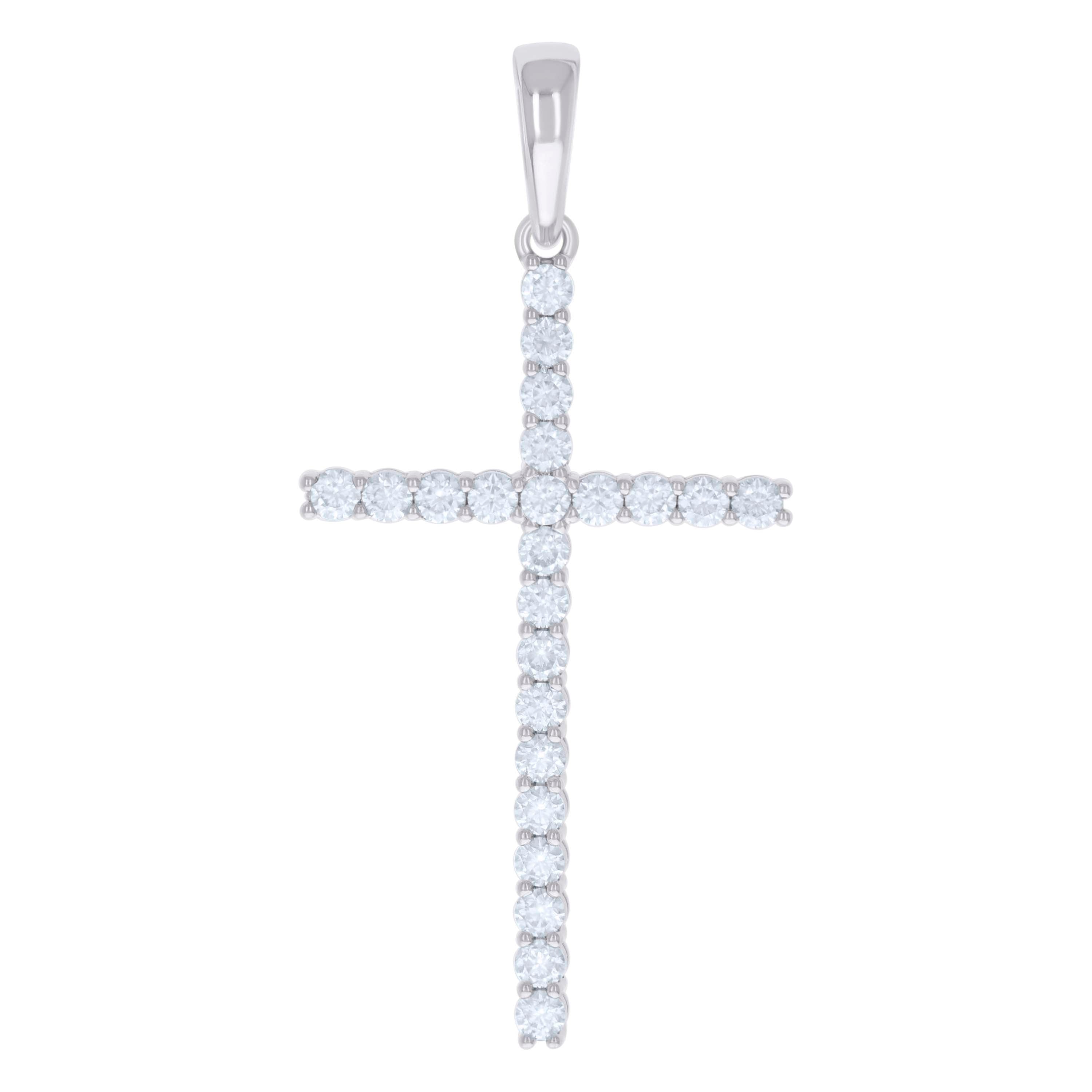 925 Sterling Silver Mens 2.42ct Moissanite Cross Religious Charm Pendant