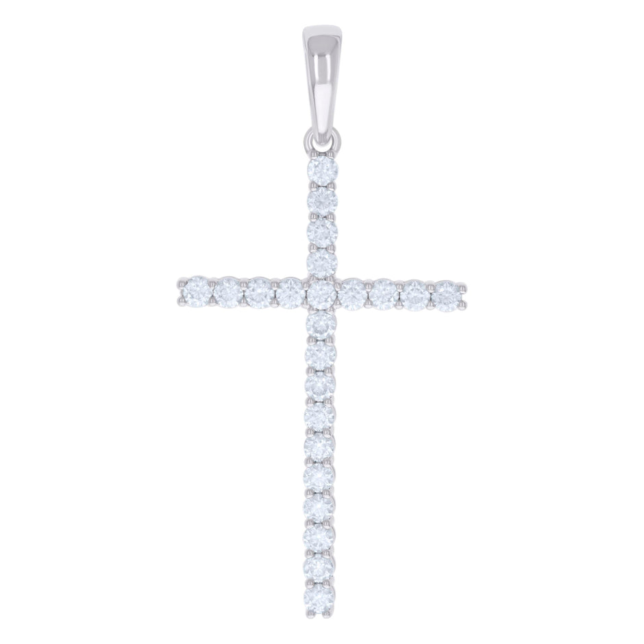925 Sterling Silver Mens 2.42ct Moissanite Cross Religious Charm Pendant