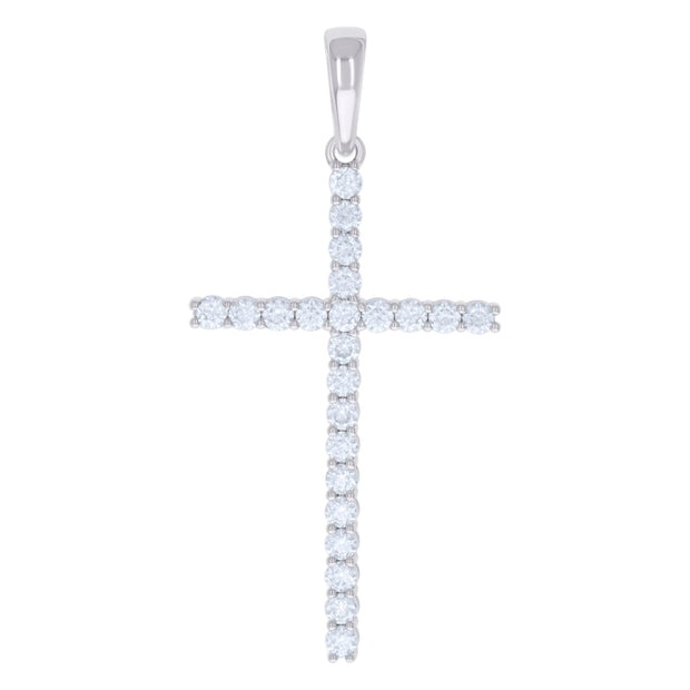 925 Sterling Silver Mens 2.42ct Moissanite Cross Religious Charm Pendant