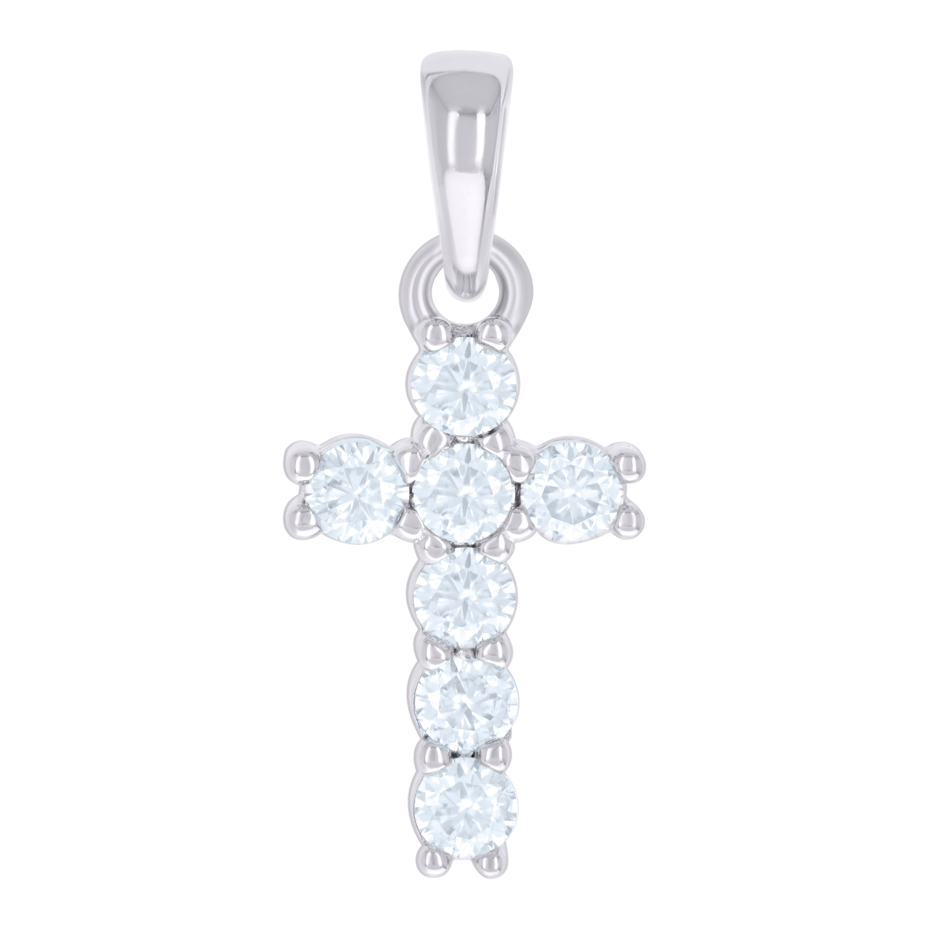 925 Sterling Silver Mens Cubic-Zirconia Cross Religious Charm Pendant