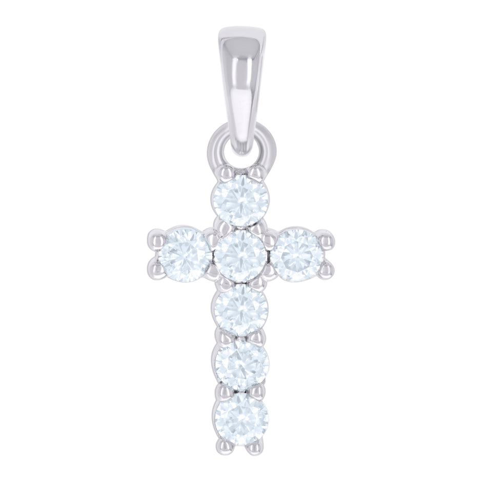 925 Sterling Silver Mens Cubic-Zirconia Cross Religious Charm Pendant