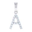 925 Sterling Silver Unisex Cubic-Zirconia Initial A Alphabet Charm Pendant