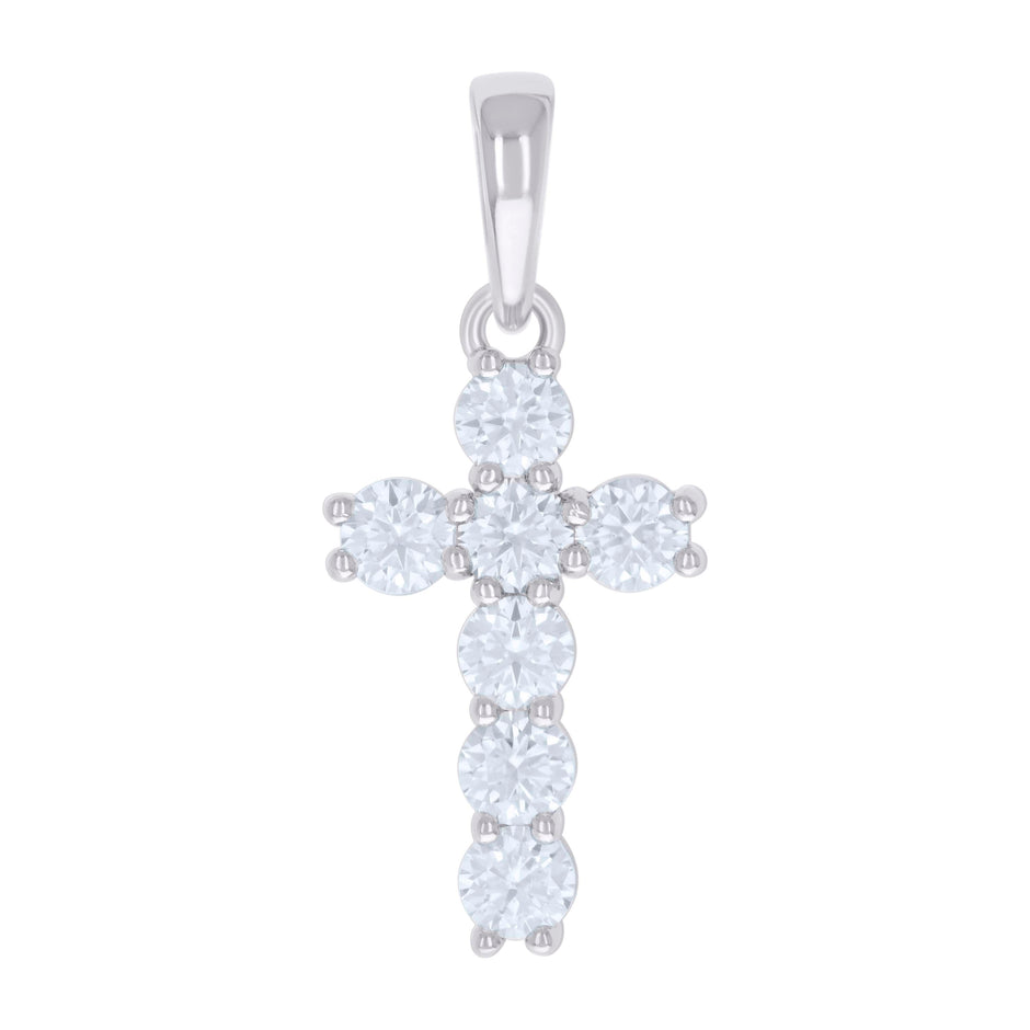 925 Sterling Silver Womens 2.21ct Moissanite Cross Religious Charm Pendant