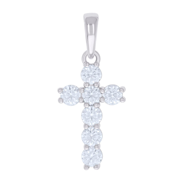 925 Sterling Silver Womens 2.21ct Moissanite Cross Religious Charm Pendant