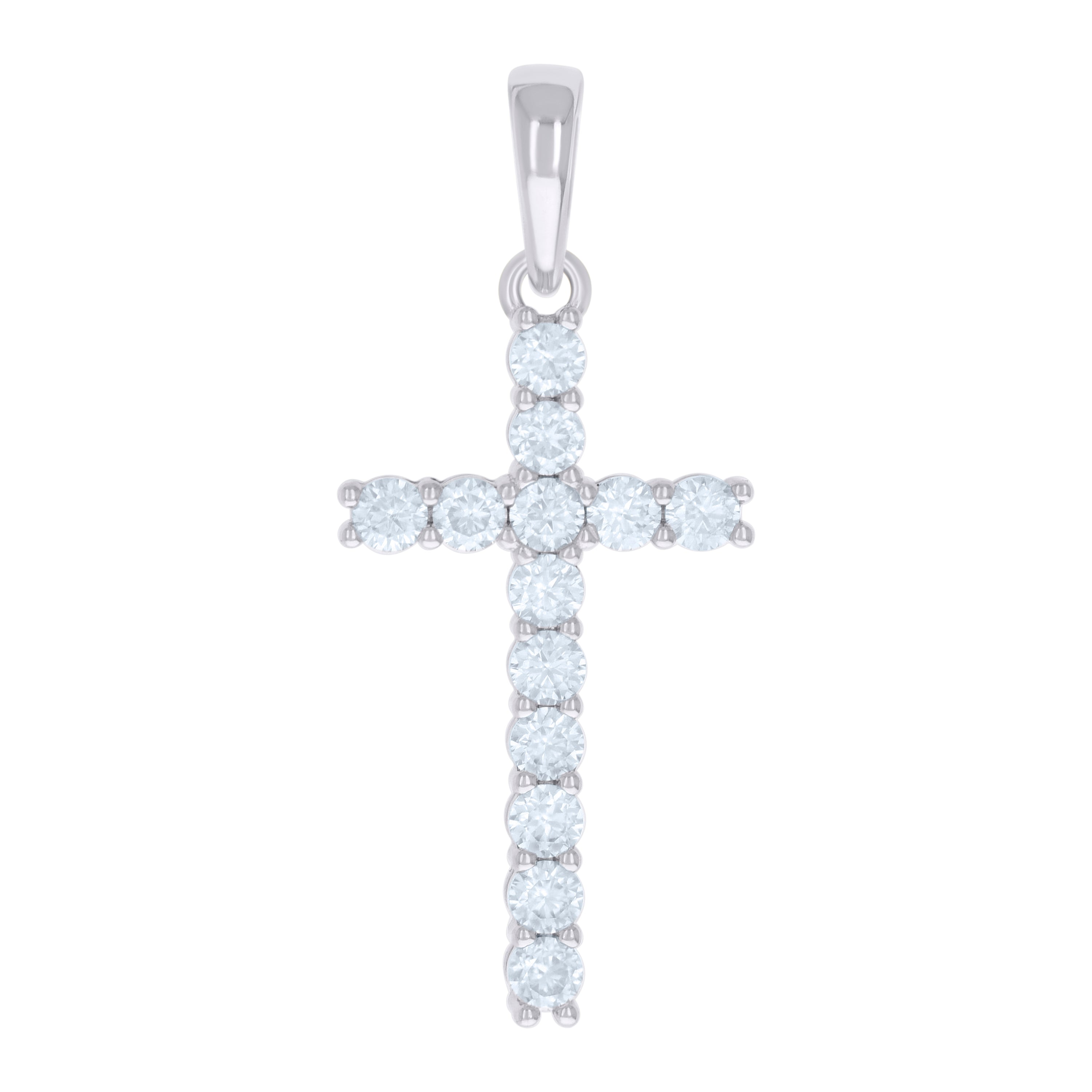925 Sterling Silver Mens Cubic-Zirconia Cross Religious Charm Pendant