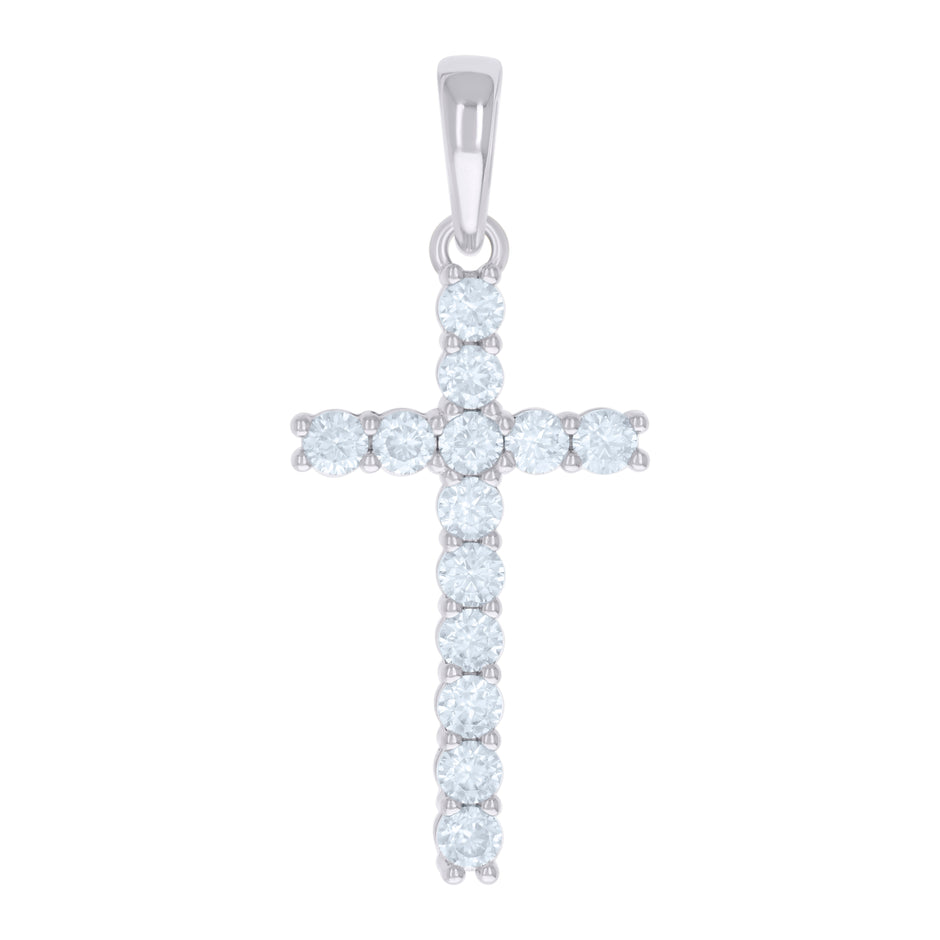 925 Sterling Silver Mens Cubic-Zirconia Cross Religious Charm Pendant