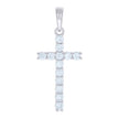925 Sterling Silver Mens Cubic-Zirconia Cross Religious Charm Pendant