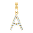 925 Sterling Silver Yellow-tone Unisex Cubic-Zirconia Initial A Alphabet Charm Pendant