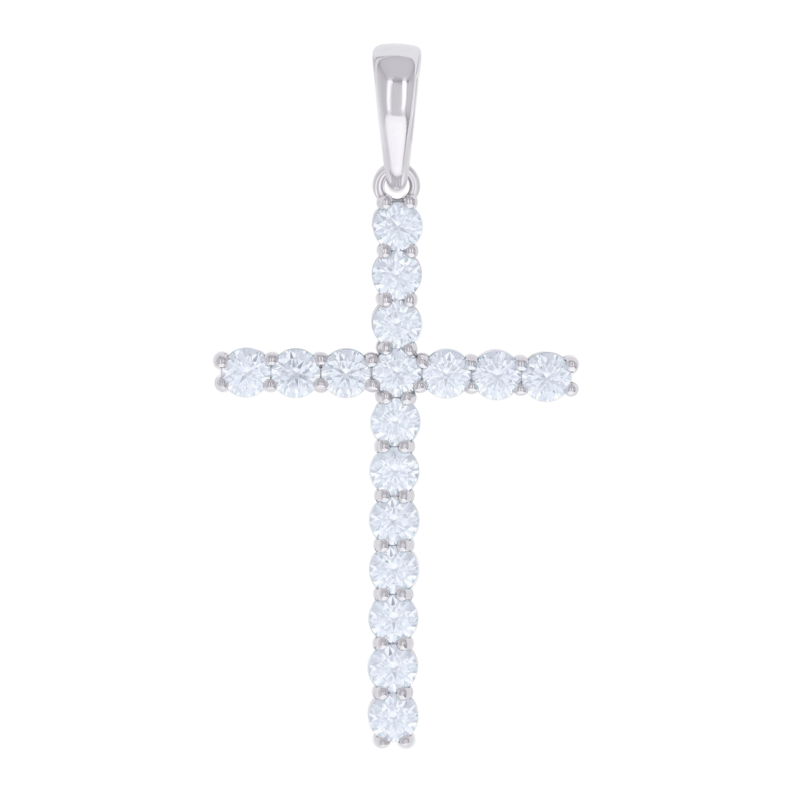 925 Sterling Silver Mens 5.36ct Moissanite Cross Religious Charm Pendant