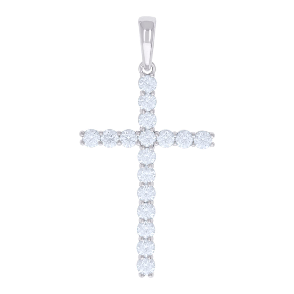 925 Sterling Silver Mens 5.36ct Moissanite Cross Religious Charm Pendant