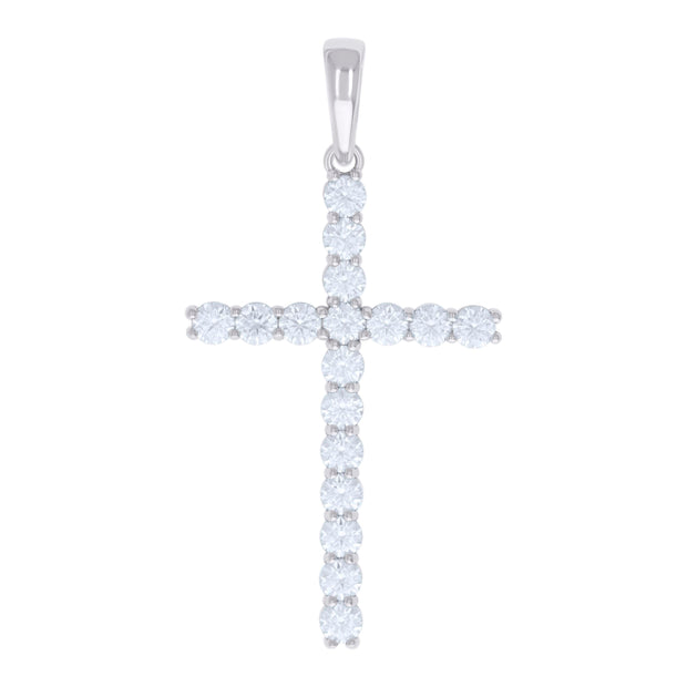 925 Sterling Silver Mens 5.36ct Moissanite Cross Religious Charm Pendant