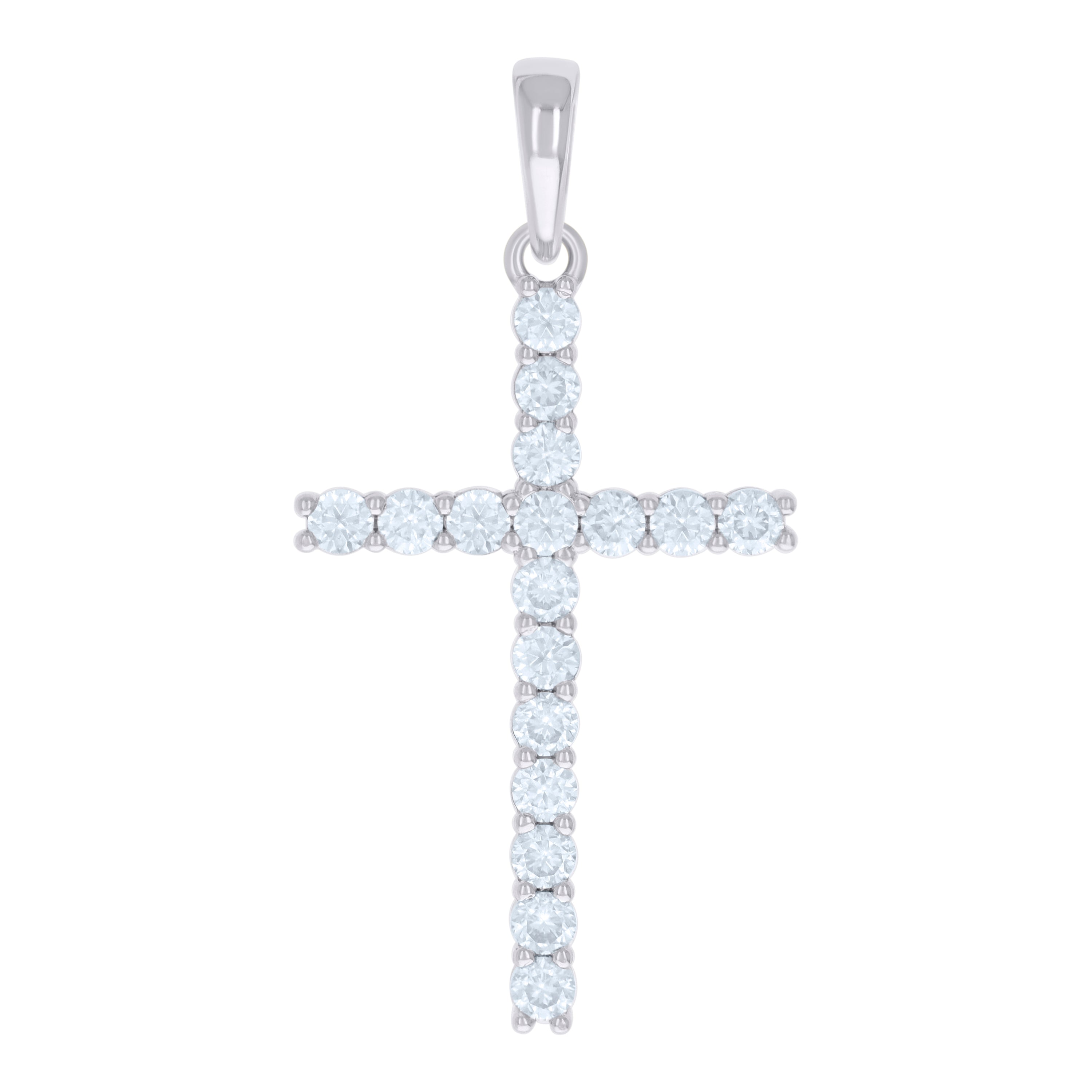 925 Sterling Silver Mens Cubic-Zirconia Cross Religious Charm Pendant