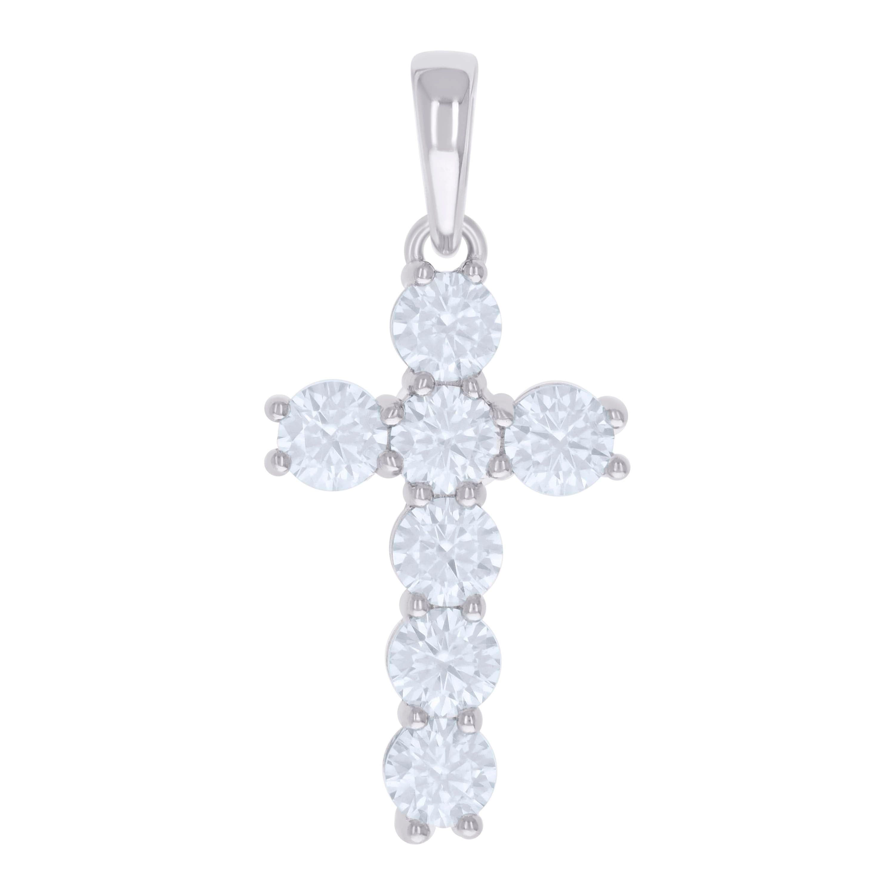 925 Sterling Silver Unisex 3.68ct Moissanite Cross Religious Charm Pendant