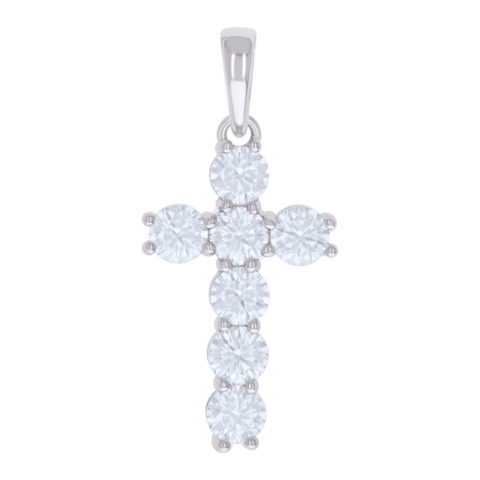 925 Sterling Silver Unisex 3.68ct Moissanite Cross Religious Charm Pendant