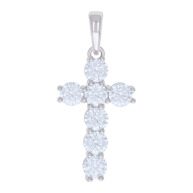 925 Sterling Silver Unisex 3.68ct Moissanite Cross Religious Charm Pendant