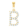 925 Sterling Silver Yellow-tone Unisex Cubic-Zirconia Initial B Alphabet Charm Pendant