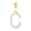 925 Sterling Silver Yellow-tone Unisex Cubic-Zirconia Initial C Alphabet Charm Pendant