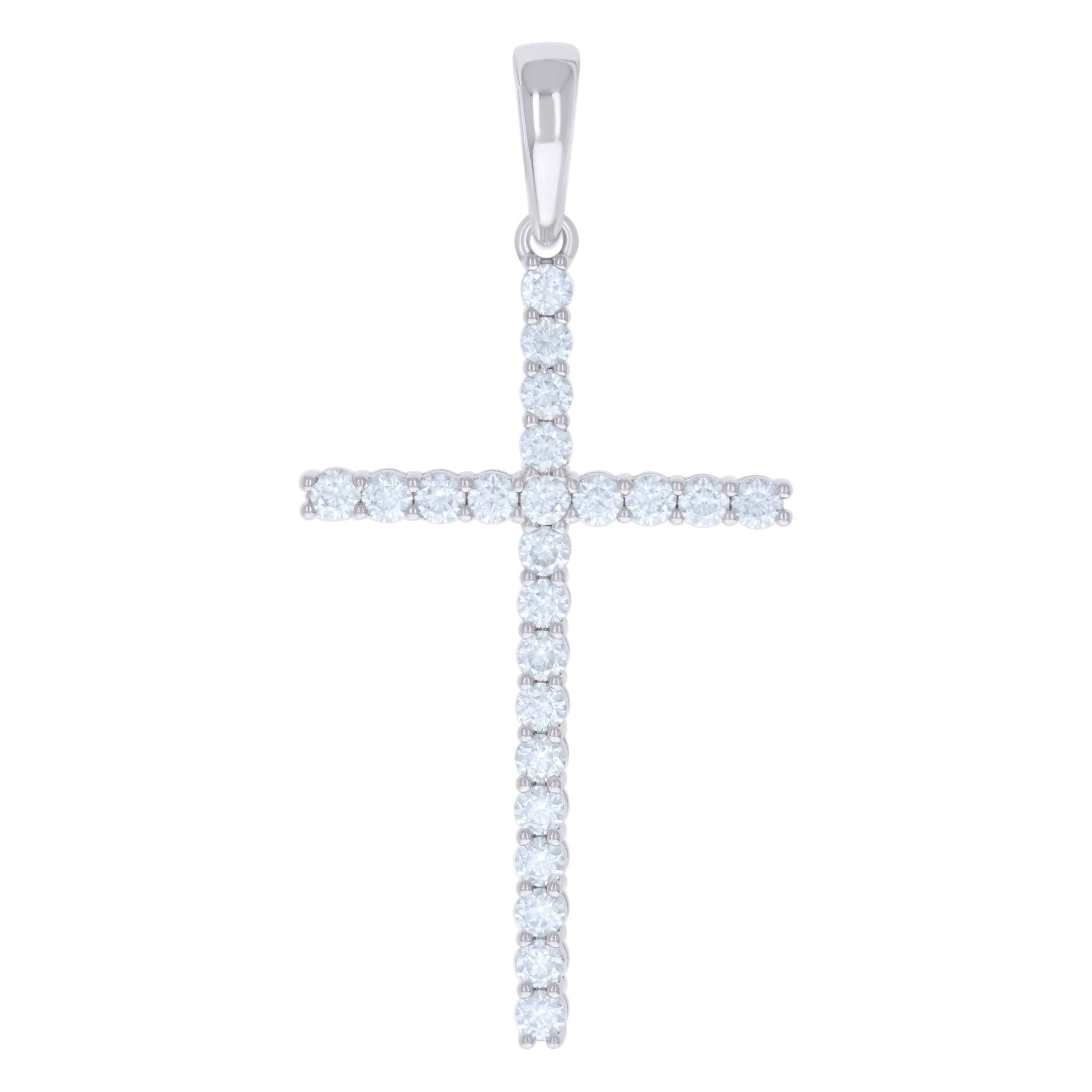 925 Sterling Silver Mens Cubic-Zirconia Cross Religious Charm Pendant