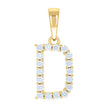 925 Sterling Silver Yellow-tone Unisex Cubic-Zirconia Initial D Alphabet Charm Pendant
